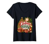 Women's Christmas with Family Hits Different | Holiday Design V-Neck T-Shirt
