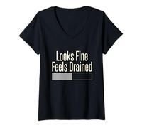 Women's Chronic Fatigue ME CFS Invisible Illness Fatigue Awareness V-Neck T-Shirt