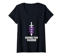 Women's Chronic Pain Warrior Inspirational Motivational Support V-Neck T-Shirt