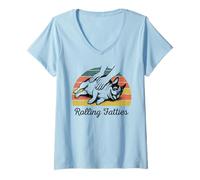 Womens Chubby French Bulldog Rolling Fatties Funny Vintage V-Neck T-Shirt