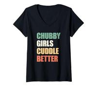 Women's Chubby Girls Cuddle Better V-Neck T-Shirt