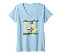 Womens Chuck Berry Reelin' & Rockin' Star Photo V-Neck T-Shirt