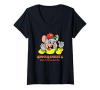 Womens Chuck E. Cheese's Where A Kid Can Be A Kid Retro Chest Logo V-Neck T-Shirt