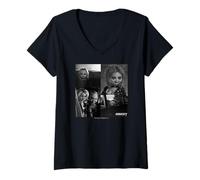 Womens Chucky and Tiffany Black and White Horror Couple Style V-Neck T-Shirt