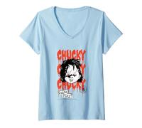 Womens Chucky Halloween Design Wanna Play? V-Neck T-Shirt