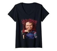 Womens Chucky He’s Back Classic Good Guy Doll V-Neck T-Shirt