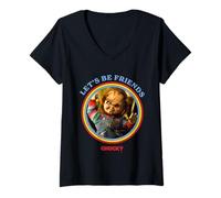 Womens Chucky Let’s Be Friends V-Neck T-Shirt