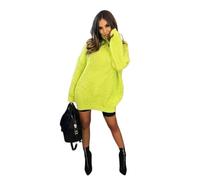 Womens Chunky Cable Knitted Baggy Jumper, Ladies Casual Oversized Pull Over Thick Warm Long Sleeve Polo Roll Neck Sweater Tops Everyday Sweatshirt UK One Size 8-18, Lime Green