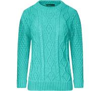 Women's Chunky Cable Knitted Jumper, Ladies Crew Neck Long Sleeve Diamond Knit Sweater, Casual Pull Over Thick Warm Tops, Formal Everyday Sweatshirt UK Plus Size 8-26, Aqua, 16-18