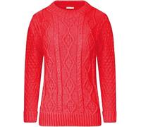 Women's Chunky Cable Knitted Jumper, Ladies Crew Neck Long Sleeve Diamond Knit Sweater, Casual Pull Over Thick Warm Tops, Formal Everyday Sweatshirt UK Plus Size 8-26, Red, 24-26