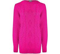 Womens Chunky Cable Knitted Sweater Ladies Long Sleeve Crew Neck Cable Knitted Jumper Pullover Thick Sweat Shirt Christmas Wear Winter Warm Wear Fancy Party Knit Sweater Plus Size 8-18