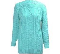 Womens Chunky Cable Knitted Sweater Ladies Long Sleeve Crew Neck Cable Knitted Jumper Pullover Thick Sweat Shirt Christmas Wear Winter Warm Wear Fancy Party Knit Sweater Plus Size 8-18