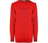 Womens Chunky Cable Knitted Sweater Ladies Long Sleeve Crew Neck Cable Knitted Jumper Pullover Thick Sweat Shirt Christmas Wear Winter Warm Wear Fancy Party Knit Sweater Plus Size 8-18