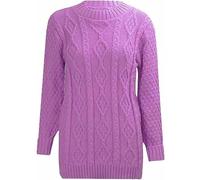 Womens Chunky Cable Knitted Sweater Ladies Long Sleeve Crew Neck Cable Knitted Jumper Pullover Thick Sweat Shirt Christmas Wear Winter Warm Wear Fancy Party Knit Sweater Plus Size 8-18