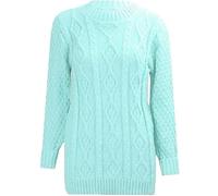 Womens Chunky Cable Knitted Sweater Ladies Long Sleeve Crew Neck Cable Knitted Jumper Pullover Thick Sweat Shirt Christmas Wear Winter Warm Wear Fancy Party Knit Sweater Plus Size 8-18