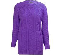 Womens Chunky Cable Knitted Sweater Ladies Long Sleeve Crew Neck Cable Knitted Jumper Pullover Thick Sweat Shirt Christmas Wear Winter Warm Wear Fancy Party Knit Sweater Plus Size 8-18