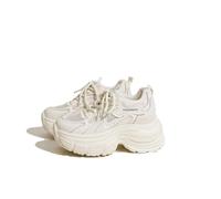 Women's Chunky Daddy Shoes Platform Increasing Height Running Shoes Slip Resistant Lightweight Walking Travelling Fitness Trainers White 2.5