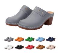 Womens Chunky Heel Mules,Closed Toe Slides For Women,Solid Colour Slides,Backless Slip On Sandals,Lightweight Non-Slip Slide For Daily Outdoor Wear,Summer Beach Vacation Sandals,City Walk