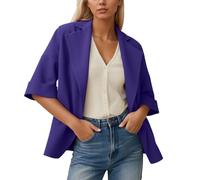 Womens Chunky Knit Cardigan Lady Cable Cardigans Ladies Round Neck Sweater Cropped Knitwear Women Seasonal Transition Top Warm Knitted Sweaters for Spring Autumn Winter Purple