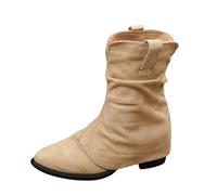 Women's Chunky Low Heeled Ankle Boots Black Fold Over Boots