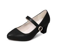Womens Chunky Mid Heels Oktoberfest Comfortable Buckle Strap Heel Shoes Mary Jane Block Heeled Pump Closed Toe Slip On Dress Shoes for Daily Wear Beer Festival Parties and Special Occasions Black