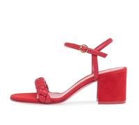 Womens Chunky Mid High Heels Sandals Comfortable Ankle Strap Open Toe Party Wedding Dress Shoes Fashion Braided Block Wide Heeled Work Office Sandals,red,5 UK