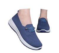 Women's Chunky Platform Slip On Loafers - Flat Sole Fashion Casual, Comfortable Breathable Everyday Walking Shoes, Non Slip#g Blue