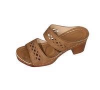 Womens Chunky Sandals Sale Clearance Mid Block Heels Sliders Extra Wide Fit Sandal Hollow out Platform Slippers Open Toe Pumps Comfortable Orthotic Slides Shoes for Summer Beach Holiday Outdoor