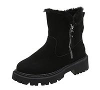 Womens Chunky Snow Boots Womens Warm Winter Boots Slip On Side Zip Up Boot Outdoor Fleece Lined Boot Non Slip Combat Booties Durable Thermal Booties For Army Training Casual Daily Bootie