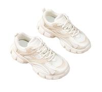 Women's Chunky Sole Running Training Fashion Casual Student Walking Exercise Shoes Lightweight Breathable Suitable for Students Beige 3.5