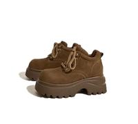 Women's Chunky-Soled Walking Riding Boots Lace-Up Platform Ankle Boots for Petite Women 7cm Height Increase Casual Work Booties Lightweight Comfort Grey