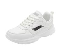 Womens Chunky Trainers Walking Shoes Faux Leather Lace Up Cushion Sneakers | Thick cushioned soft sole non slip grip for work travel standing all day office school comfortable ladies walking shoes