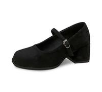 Womens Chunky Velour Dirndl Shoes Oktoberfest Comfortable Buckle Strap Heels Shoe Mary Jane Block Heeled Closed Toe Slip On Dress Shoes for Daily Wear Beer Festival Parties and Special Occasions