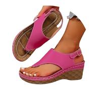 Womens Chunky Wedge Sandals Extra Wide Fit Wedges Women's Round Head Thick Bottom Hollow Out Wear Clip Toe Thick Bottom Slope Heel Slippers Black Sandals Size 6 Wide Sandels for Ladies 7 (Hot Pink,6)