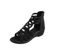 Womens Chunky Wedges Black Wedge Sandals for Women Summer Soft Shoes Stylish And Comfortable Thick Roman Sandals For Women Outdoor Casual Footwear Toe Post Red Sandels (Black,7)