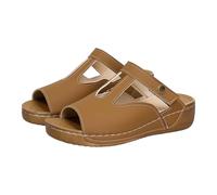 Womens Chunky Wedges Extra Wide Fit Wedge Sandals Women's Open Toe Summer Casual Fashion Fish Mouth in The Heel Thick Bottom Slope with Slippers Yellow Sandals for Women Womens Sandles (Brown,6.5)