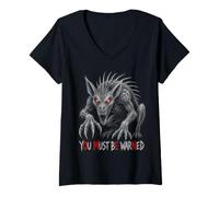 Women's Chupacabra You Must Be Warned Omen Warning Puerto Rico V-Neck T-Shirt