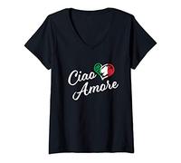Womens Ciao Amore - Italy Hello Sweetheart in Italian V-Neck T-Shirt