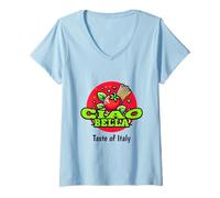 Womens Ciao Bella Italian Food Fun Taste of Italy Design V-Neck T-Shirt