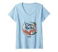 Women's Ciao Bella Italy Artistic Italian Style Retro Design V-Neck T-Shirt