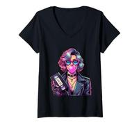 Womens Ciao Bella Retro Pop Culture Design 80s Synthwave Style V-Neck T-Shirt