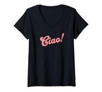 Womens Ciao European Italian Hello Goodbye Trending Travel Graphic V-Neck T-Shirt