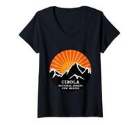 Women's Cibola National Forest New Mexico Vintage Sunset Mountains V-Neck T-Shirt