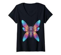 Women's Cicada Insect Lover Entomology Bug Lover Cicada Insect V-Neck T-Shirt