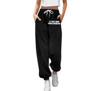 Womens Cinch Bottom I Love My Hot Girlfriend Sweatpants Baggy Winter Graphic Casual with Pockets Joggers Loose Fit Drawstring Comfy Winter Fall Running Trousers Sporty Elastic Waist Black