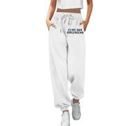 Womens Cinch Bottom I Love My Hot Girlfriend Sweatpants Baggy Winter Graphic Casual with Pockets Joggers Loose Fit Drawstring Comfy Winter Fall Running Trousers Sporty Elastic Waist White