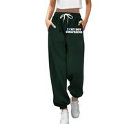 Womens Cinch Bottom I Love My Hot Girlfriend Sweatpants Baggy Winter Graphic Casual with Pockets Joggers Loose Fit Drawstring Comfy Winter Fall Running Trousers Sporty Elastic Waist Dark Green