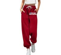 Womens Cinch Bottom I Love My Hot Girlfriend Sweatpants Baggy Winter Graphic Casual with Pockets Joggers Loose Fit Drawstring Comfy Winter Fall Running Trousers Sporty Elastic Waist Red