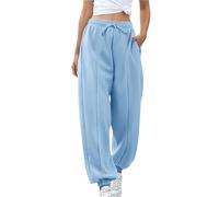 Women's Cinch Bottom Sweatpants with Pockets Wide Leg Trouser Cuffed Sweatpant Tracksuit Bottom Elastic Waist Trousers for Women Sportswear Casual Pants for Hip Hop, Gym and Jogging