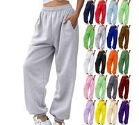 Women's Cinch Sweatpants with Pockets Baggy Plain Tracksuit Bottoms Elasticated High Waist Wide Leg Trousers Running Workout Sports Trousers Harem Joggers for Casual Hip Hop, Gym and Jogging